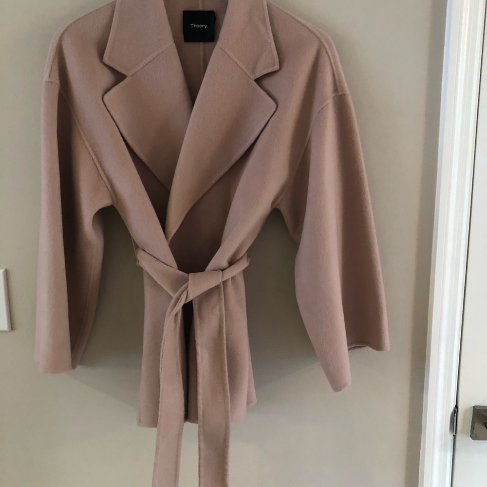 Theory Pink wool/cashmere tie jacket Small